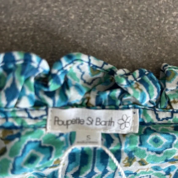 Poupette St. Barth Turquoise Patterned Ruffle Mini Dress - Picture 8 of 9